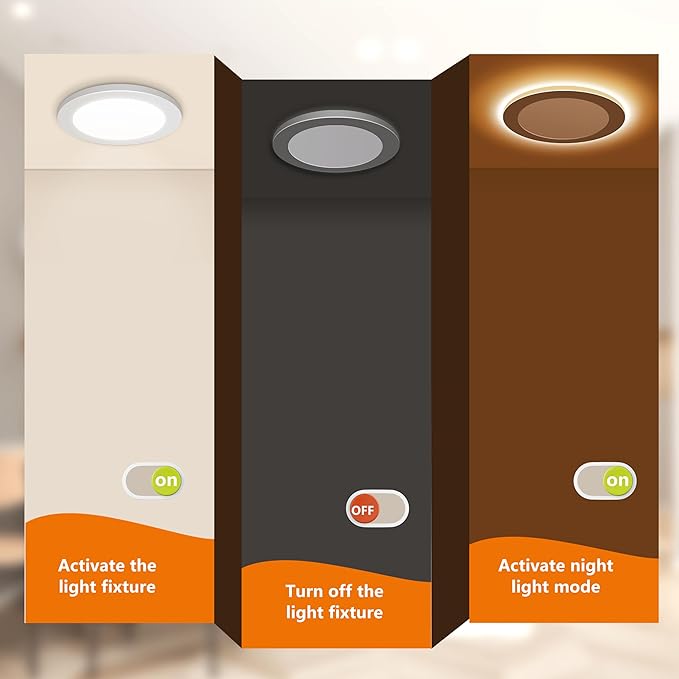 12 Pack 6 Inch LED Recessed Light with Night Light, 5CCT, Ultra-Thin with Junction Box 12W,1080lm, Dimmable Non-Can Downlight, High Brightness, ETL approva