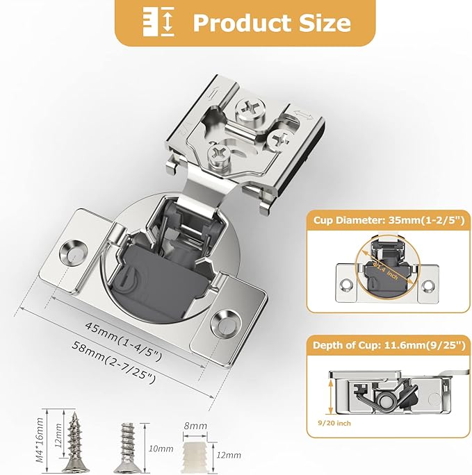 [Closing Speed Control] 30 Pack 1/2 Inch Overlay Soft Close Hinges for Face Frame Cabinet, 4D Adjustment, Stainless Steel Kitchen Cabinet Hardware, 105° Open Concealed Self Closing Hinge