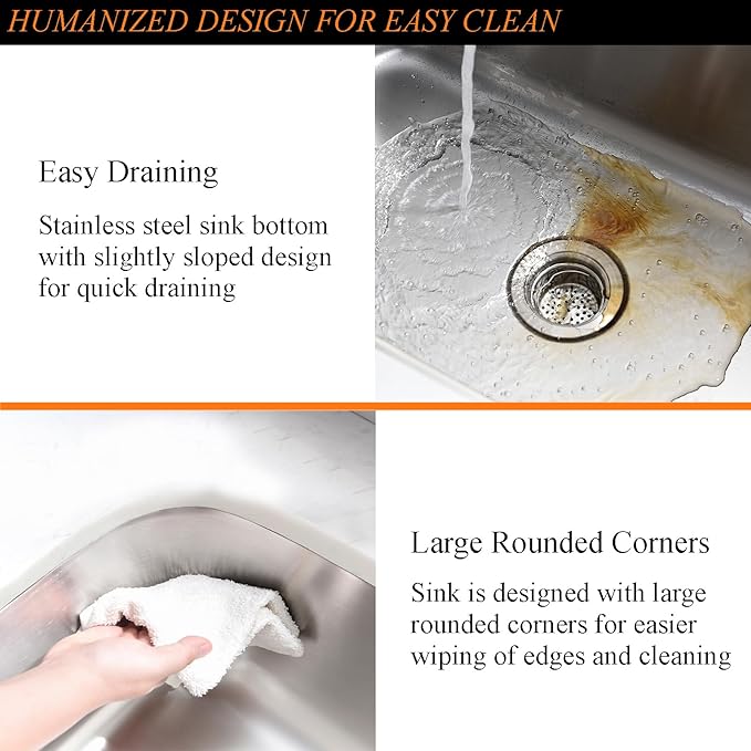 31 Inch Undermount Kitchen Sink Stainless Steel-Bokaiya 31x18 Stainless Steel Kitchen Sink Single Bowl 16 Gauge Large Corner Under Mount Sinks with Dish Grid