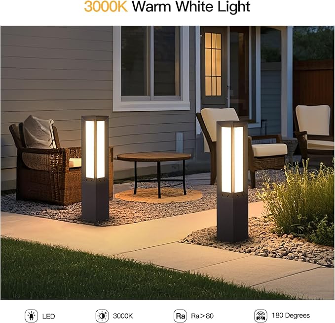 MVBT Solar Pathway Lights Outdoor, 31.5" Landscape Path Lights, IP65 Waterproof Bollard Light Outdoor, 3000K Solar Lamp Path Light, Modern Commercial Pathway Lighting for Walkway Driveway Garden Patio