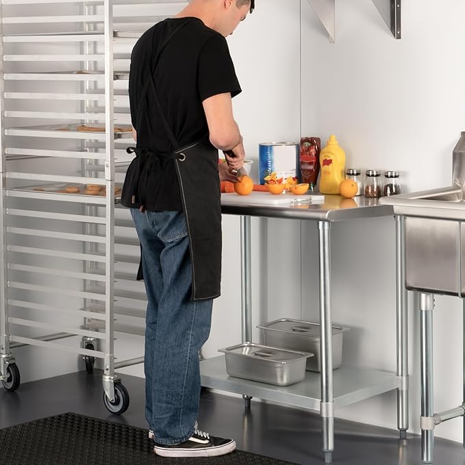HARDURA Stainless Steel Table 30X36 Inches with Undershelf and Galvanized Legs NSF Heavy Duty Commercial Metel Table for Food Prep