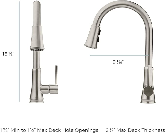 Pfister Pfirst Series Kitchen Faucet with Pull-Down Sprayer, Single Handle, High Arc, Matte Black Finish, G529PF2B