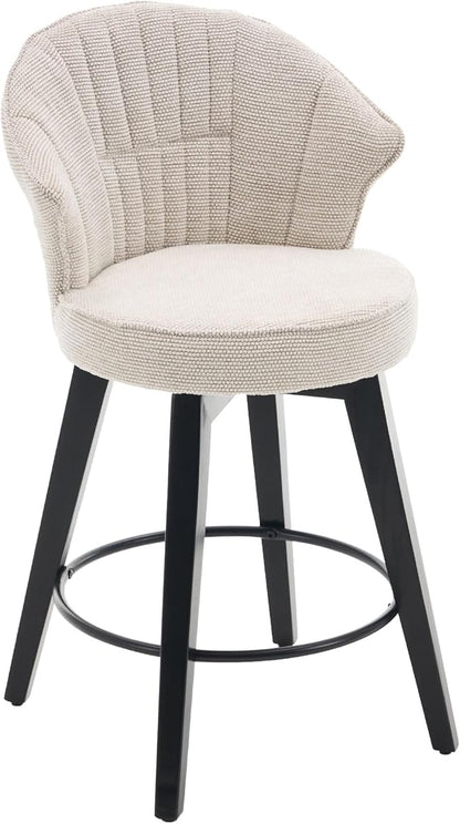 Wing Back Swivel Bar Stools Set of 2-25" Counter Height Adjustable Stools Chenille Upholstery, Leveling Feet for Kitchen Island, Home Pub or Dining Room