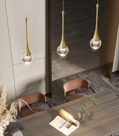 Modern Kitchen Island Pendant Lights Dimmable LED Crystal Chandelier Hanging Pendant Chandelier Gold 3 Pack