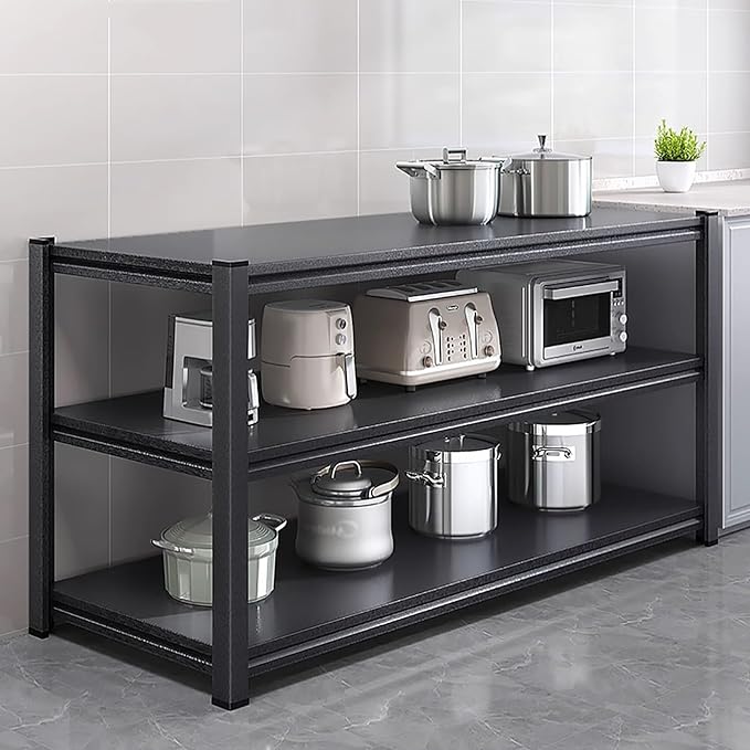 3 Tier Kitchen Island - Small Dining Table/Kitchen Table with Storage - Metal Table for Chefs Food Prep - Stable Steel Structure (Size : 100 * 45 * 80cm/39 * 18 * 32inches)