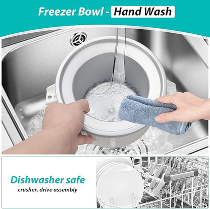 Ice Cream Maker Attachment for KitchenAid Stand Mixer, Ice Cream Bowl Compatible with 4.5Qt and Larger Stand Mixers, Ice Cream & Sorbet Gelato Maker Attachment, 2 Quart, White