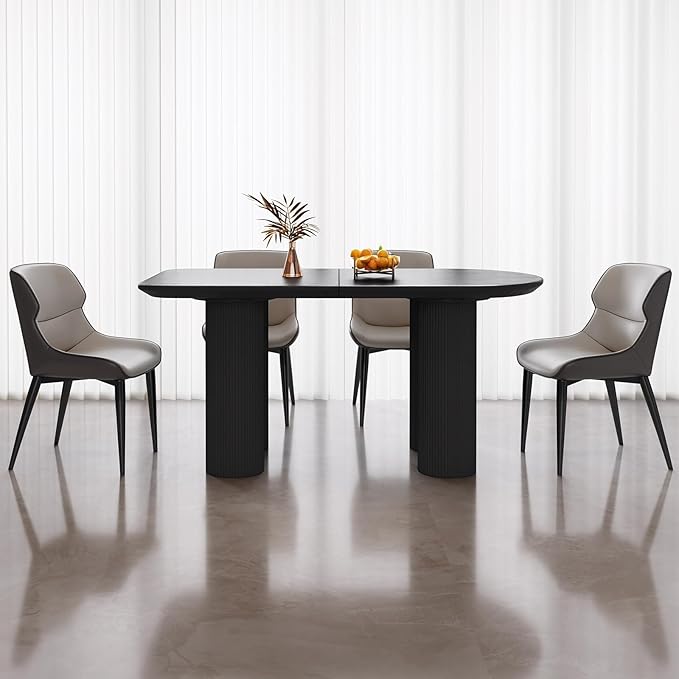 Guyii 55.11" Dining Table Set with 4 Chairs, Modern Kitchen Table Set, Indoor Dining Table for Kitchen, Bar, Living Room, Breakfast Nook, Small Space, Black