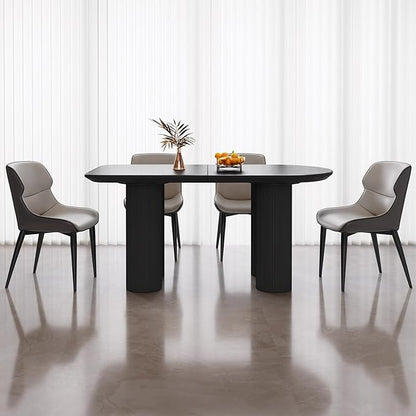 Guyii 55.11" Dining Table Set with 4 Chairs, Modern Kitchen Table Set, Indoor Dining Table for Kitchen, Bar, Living Room, Breakfast Nook, Small Space, Black