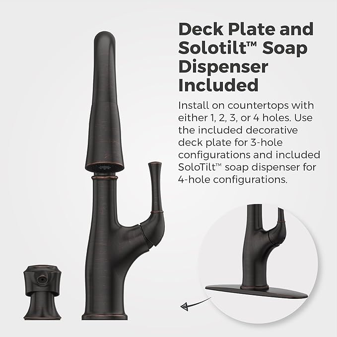 Pfister Alderwood Kitchen Faucet with Pull Down Sprayer and Soap Dispenser, Single Handle, NSF Certified, Tuscan Bronze Finish, F5297AWY