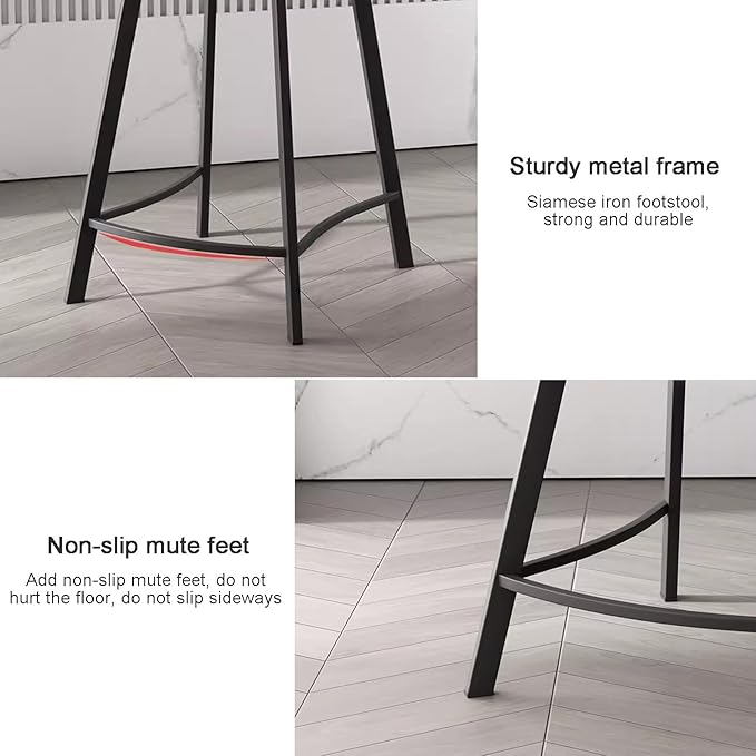 Faux Leather Counter Height Stools with Back, Upholstered Chairs for Kitchen Island Dining,Grey-Sitting Height 75cm