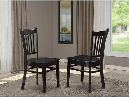 East West Furniture GRC-BLK-W Groton Dining Chairs - Slat Back Wood Seat Kitchen Chairs, Set of 2, Black