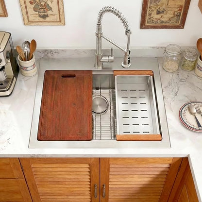 Drop In Kitchen Sink 26" X 22",Top Mount 16 Gauge Stainless Steel Workstation Sink,Single Bowl Kitchen Sinks