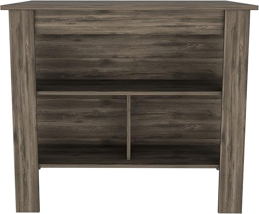 Modern Dining Table Kitchen Island Table 35in H Four Legs Three Open Shelves Sturdy Stable Easy Clean Adjustable Expandable Luxury Counter Console Living Room Decor