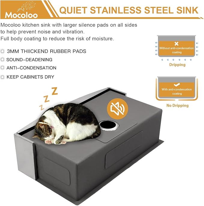 Mocoloo 30 Stainless Farmhouse Sink - 30x21 Inch Apron Front Farm Kitchen Sink Stainless Steel Single Bowl 16 Gauge Deep Handmade Basin