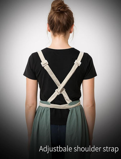 Pinknoke Vintage Pinafore Apron Dress for Women with Pockets Cute Floral Chef Aprons for Kitchen Cooking Baking Gardening