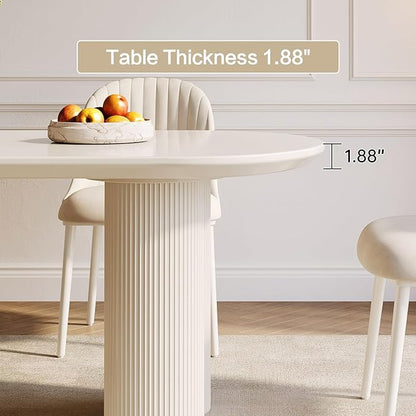 Guyii 62.99" Dining Table, Modern Kitchen Table for 6 People, Indoor Dining Table for Kitchen, Bar, Living Room, Small Space, Cream White, Table Only (62.99 Inch)