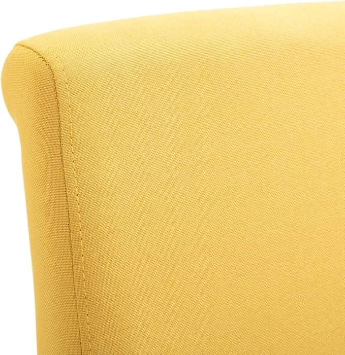 Modern Farmhouse Dining Chairs Set of 4 Yellow Fabric Upholstered Wooden Frame Accent Chairs for Kitchen Living Room Comfortable Seating Furniture