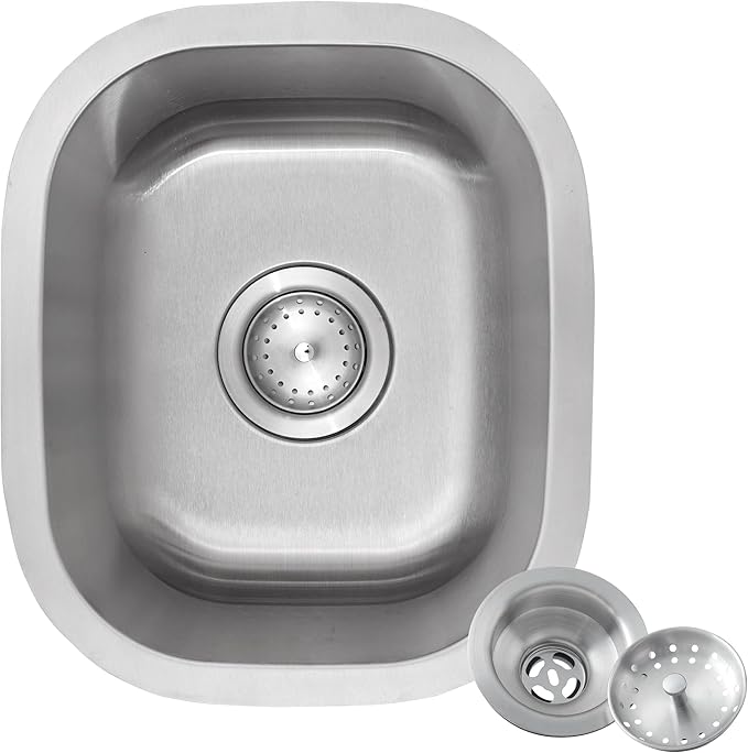 Bar Sink, 15" x 12" Inch Undermount Kithcen Sink, T-304S Stainless Steel RV Kitchen Sinks, Small Kitchen Sinks With Sink Drain Strainer, Use at Rv, Bar,Outdoor, Laundry and Utility,Bathroom