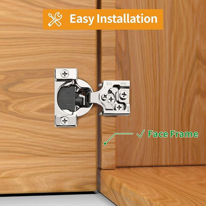 Chibery 30 Pack 1/2" Overlay 3D Soft Close Concealed Hinge for Face Frame Door, Smooth Slow Self Closing Hinges, Satin Nickel, Hidden 105° Open Angle Stainless Steel Hinge for Kitchen Cabinet Door