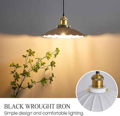 Plug in Pendant Light Industrial 9.8 Inch White Lampshade Kitchen Island On/Off Switch Hanging Lamp Plug in Adjustable 14Ft Cord Hanging Lights for Bedroom and Living Room