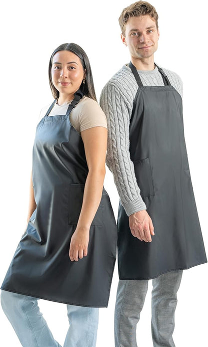 Ravill Waterproof Apron For Men and Women - 2 Pockets - 35" Long Multi Purpose Work Aprons for Dishwashing, Dog Grooming