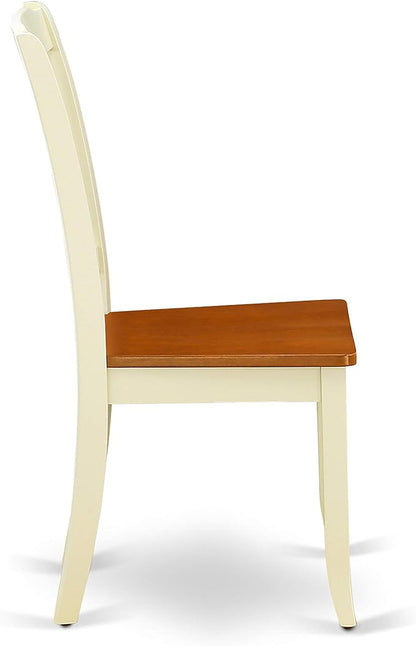 East West Furniture DAC-BMK-W Danbury Dining Chairs - Slat Back Wooden Seat Chairs, Set of 2, Buttermilk & Cherry
