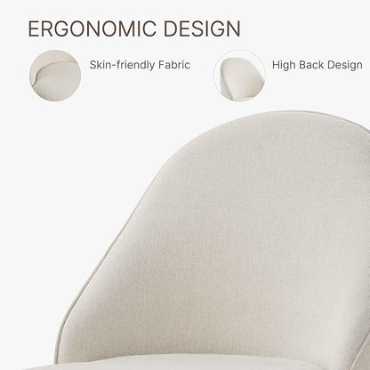 KISLOT Swivel Dining Chairs Set of 2, Upholstered Mid Century Modern Deskchair with Round Back, Linen Fabric Kitchen Chairs for Dining Room, Bedroom, Dressing Room, Linen
