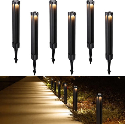 LEONLITE Low Voltage Pathway Lights, 4W Unique Lighting Effects Landscape Lights, Outdoor Landscape Lighting for Driveway, Garden, 12V, ETL, Waterproof, Aluminum, 3000K Warm White, Black, Pack of 6