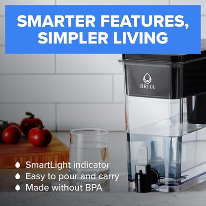 Brita Extra-Large 27-Cup Water Filter Dispenser with Standard Filter, WQA NSF/ANSI Certified, Removes Chlorine Taste & Odor, Reduces Zinc Copper & Mercury, BPA-Free, 1 Filter Included, Lasts 2 Months
