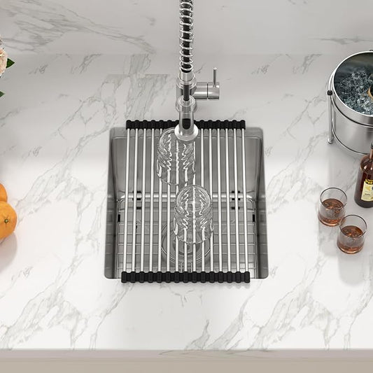 Sarlai 17" Undermount Bar Sink - 17x19" Stainless Steel Single Bowl Deep Basin Kitchen Sink