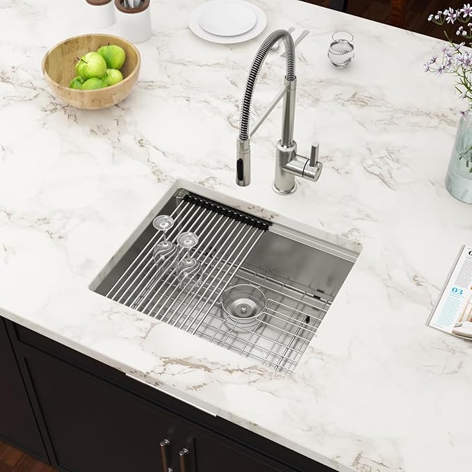 23 inch Undermount Kitchen Sink Workstation - Couoko 23x19 Undermount Bar Sink Ledge 16 Gauge 304 Stainless Steel Single Bowl Sink Deep Handmade RV Sink