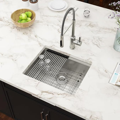 23 inch Undermount Kitchen Sink Workstation - Couoko 23x19 Undermount Bar Sink Ledge 16 Gauge 304 Stainless Steel Single Bowl Sink Deep Handmade RV Sink