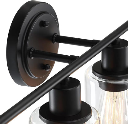 4-Light Bathroom Light Fixture Over Mirror Black 4-Light Vanity Light Fixture for Bathroom Vanity Black Wall Sconce Over Sink