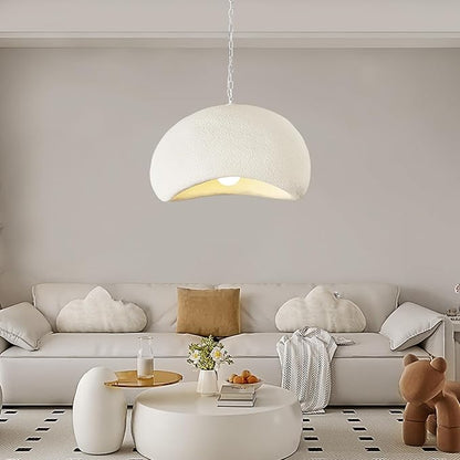 Wabi Sabi Pendant Lights,19.7in White Modern Pendant Light Resin Hanging Lamp Kitchen Island Lighting Modern Japandi Chandelier for Dining Room Hallway Restaurant Foyer