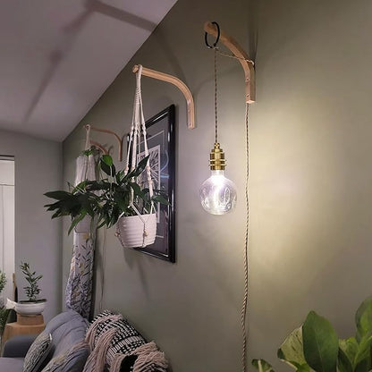 2Pack Gold Plug in Pendant Light Cord 16.4ft Hanging Lights Fixtures with Plug in Cord Rope Pendant Lamp Kit with Switch Vintage E26 DIY for Bedroom Living Room, Bulb Not Included