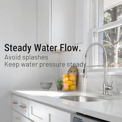 Asinse Kitchen Faucet with Sink Mat, Pull Down Kitchen Faucet with Sprayer, 2 Modes High Arc Stainless Steel Kitchen Sink Faucet, 360° Swivel Modern Tap for RV, Bar, Laundry, Garden