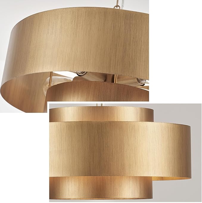 20” Brushed Brass Modern Chandelier Classic 3 Round Metal Pendant Light Contemporary Adjustable Industrial Pendant Light for Dining Room Kitchen Island Living Room Bedroom, UL Listed