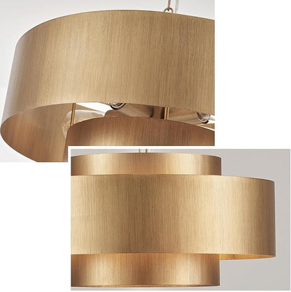20” Brushed Brass Modern Chandelier Classic 3 Round Metal Pendant Light Contemporary Adjustable Industrial Pendant Light for Dining Room Kitchen Island Living Room Bedroom, UL Listed