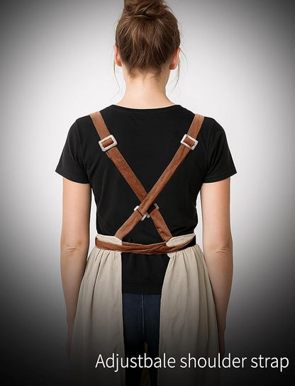Pinknoke Vintage Pinafore Apron Dress for Women with Pockets Cute Floral Chef Aprons for Kitchen Cooking Baking Gardening