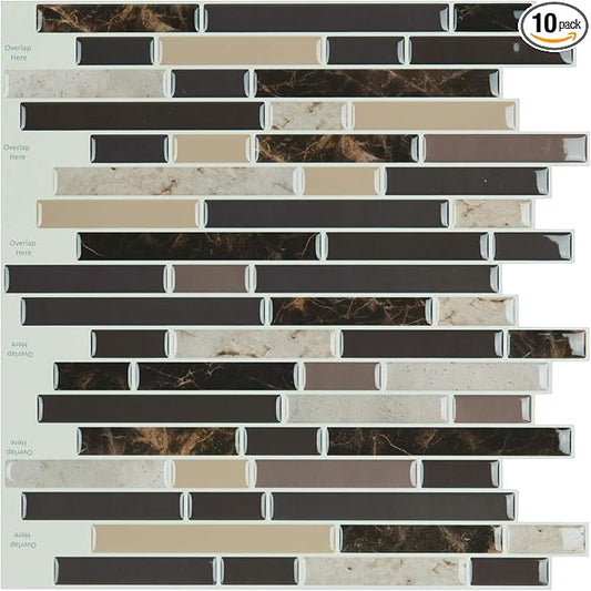 Art3d Self Adhesive Wall Tile (11.8 x 11.8inches,10 Tiles) Peel and Stick Backsplash for Kitchen, Bathroom