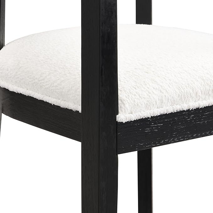 Christopher Knight Home Elev Set of 2 Fabric Upholstered Dining Chairs, Living Room Barrel Accent Chair Set, Round Backrest Dining Room Chair, Kitchen Island Extra Seat, Cream+Black