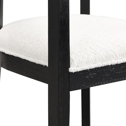 Christopher Knight Home Elev Set of 2 Fabric Upholstered Dining Chairs, Living Room Barrel Accent Chair Set, Round Backrest Dining Room Chair, Kitchen Island Extra Seat, Cream+Black