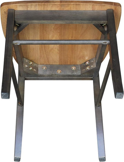 IC INTERNATIONAL CONCEPTS X-Back Chair with Solid Wood Seat - Set of 2 Chairs in Hickory/Washed Coal