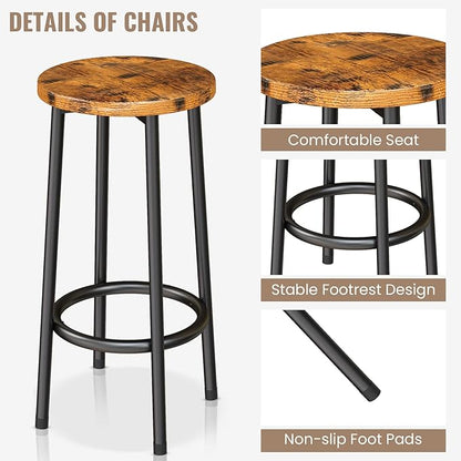 AWQM Kitchen Island with Seating & Storage Shelf, Wooden Island Table for Kitchen, Modern Bar Table and Chairs Set for 2,Dining Table Set for Small Space,Walnut