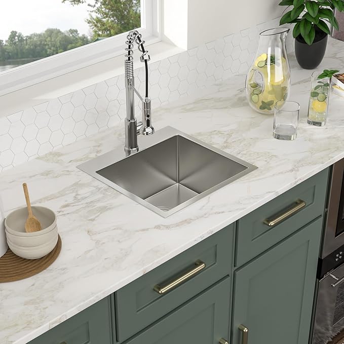 Logmey 18x18 Square Drop in Bar Sink,16 Gauge Stainless Steel Handmade Small Kitchen Sink Single Bowl,RV & Outdoor Compact Bar Prep Sink for Camper,Patio & Small Kitchen 18x18x9