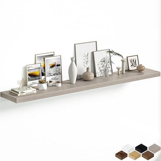 Fun Memories 72 Inch Floating Shelves, 12 Inch Deep Wall Shelf for Fireplace Mantel, Gray Deep Storage Shelves for Home & Office, Long Floating Shelf with Invisible Bracket, Set of 1