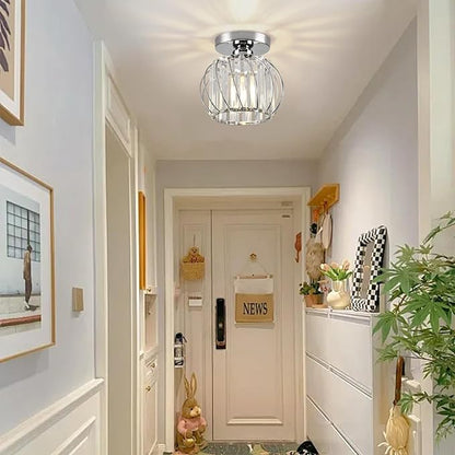 Crystal Semi Flush Mount Ceiling Light, Silver Crystal Chandelier, 19cm x 17.5cm, Bedroom, Kitchen, Dining, Living Room