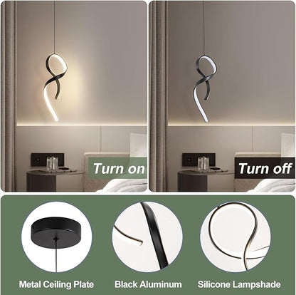 Modern Pendant Light Fixture,4500K LED Pendant Lights Kitchen Island Lighting, Adjustable Height Hanging Light for Kitchen Sink Dining Room Bedroom,1 Pack (Black)
