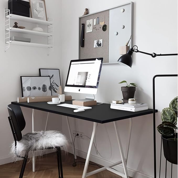 Kaboon 60x28 inches Tabletop, Solid One-Piece Desktop for Sit Stand Desk, Double Desks, L Desk DIY,Wood Countertop Home or Commercial Use,1 inch Thick, Black, 27.56" D x 59.1" W
