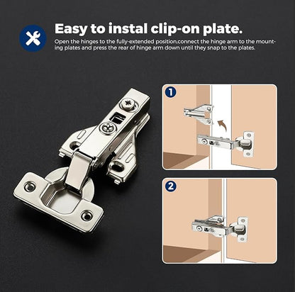 Ravinte 2 Pair 4 Packs Full Overlay Cabinet Door Hinges for Face Frame Cabinet,105 Degree Adjustable Concealed Kitchen Cabinet Hinges Soft Close